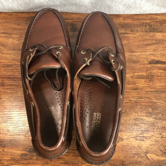 Sebago Docksides Shoes Mens Size 10.5 2E Wide Brown Leather Boat Deck Nautical - Picture 4 of 12